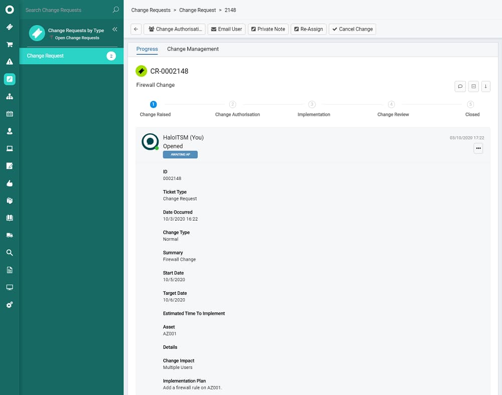ITIL-aligned workflows